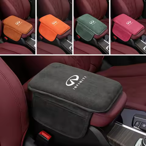 Car Suede Storage Armrest Cushion Anti Scratch Center Console Protect Cover For Infiniti Q50 FX35 Q3