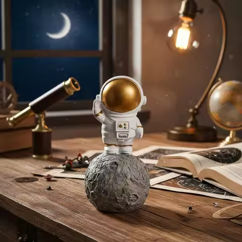1PC, Astronaut Station moon-shaped decorative item, cartoon astronaut decorative model