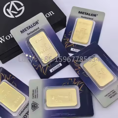 Non Magnetic 24k Gold Bar 1 Ounce Switzerland Gold Plated Bar Bullion Independent Serial Number