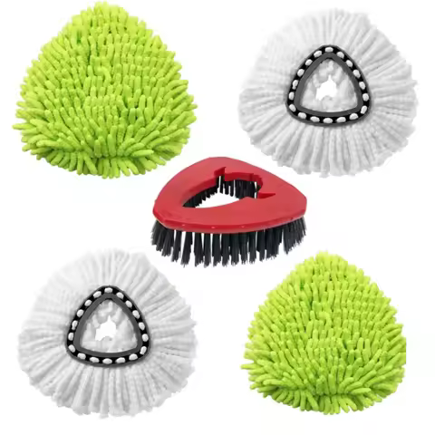 Spin Mop Head With Floor Scrubber and Chenille Duster For Vileda / O-Cedar Spin Mop,Replacement Spin