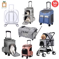 Pet Carrier Pet Trolley Stroller Dog Cat Rolling Backpack Travel Airline Approved Wheel Luggage Bag 