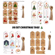 [SG Seller] 50pcs/set Christmas Gift Tags with Twines Kraft (Presents) Xmas Tag