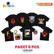 Pack Of 6pcs | Children's T-Shirt Top | Children's Clothing | Character T-Shirt | Superhero | Marvel