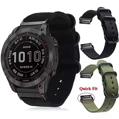 QuickFit 22mm 26mm Nylon Watch Band For Garmin Fenix 5 5X 6X 7 7X Pro/Epix Pro (Gen 2) TACTIX/Mk2 Mk