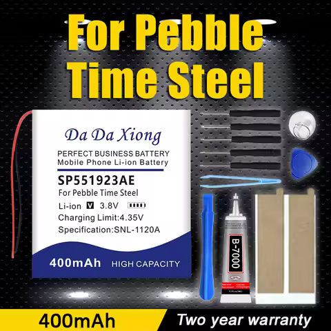 400mAh SP551923AE Battery For Pebble Time Steel Watch Accumulator Replacement Batterie 2-wire