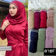 Muslim Shawl Pearl Embroidered Sequined Long Chiffon Hand-Embroidered Bridal Veil
