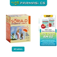 PROMO Live-Well Soria-D Vitamin D3 1000 i.u 60 Tablets EXP:09/2028 [ Soria-d Sunshine Vitamin Farmas