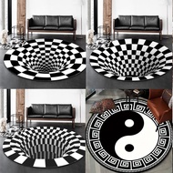 3D Vortex Optical Illusion Rugs Trap Area Rugs Not-Slip Round Rugs Area Carpets for Living Room Carp