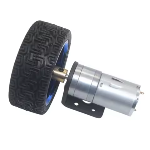 25GA-370 DC 6V 12V Encoder Motor Gear 4mm Shaft With Mounting Bracket Coupling 65mm Wheel 12-1360 RP