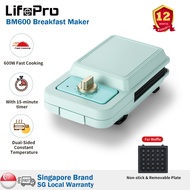 LifePro BM600/BM800 Breakfast Maker | 600W & 800W | Dual Heating Plates | Waffles & Sandwiches | Det