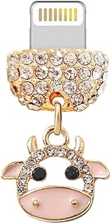 CP666 USB Charging Port Crystal Anti Dust Plug Little Cow Phone Charm for iPhone 14/13/12/11/ XS MAX