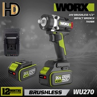 WORX 20V WU270 Cordless 1/2" Mid Torque Impact Wrench 700NM / Brushless Motor Impact Wrench / Impact