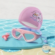 Kids Swim Goggles Set with Silicone Cap, Waterproof & Anti-Fog Lenses, Professional Pool & Water Spo