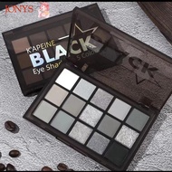 JONYS 15Colors Eyeshadow Palette, Cool Toned Matte Black Smoky Eyeshadow Palette, Dark Grey Metal Pe
