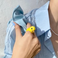 小鴨戒指 琺瑯黃色 小鴨戒指 手工琺瑯