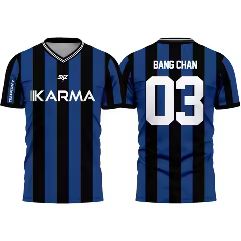 Karma SKZ Hyunjin 04 Soccer Jersey 3D Quick Dry T-Shirt for Men Women Sports Fan Tee Summer, Outdoor