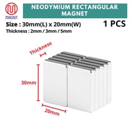 1pcs - 30mm x 20mm * 2mm / 3mm / 5mm Earth Neodymium Rectangular Magnet