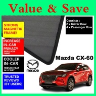 Mazda CX-60 Sunshade UV Cut Custom Fit Sun Shade 6pcs Front Windscreen Accessories Sun Shield CX60