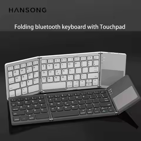 Foldable Wireless Keyboard Ultra Slim Touchpad Bluetooth Keyboard Rechargeable Folding Keyboard for 