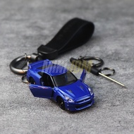 Blue Nissan GTR R35 Diecast Keychain 1:64 JDM Mini Car Collectible