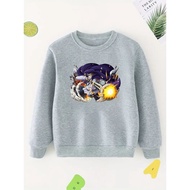 2024 Fashion Boys' Anime Sweatshirt With Comic One Piece Van Auger Character Shooting Graphic Print Comfy Casual Crew Neck Long Sleeve Pullovers