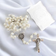 Benedict Rosary Jerusalem Benedict Silver White Cone