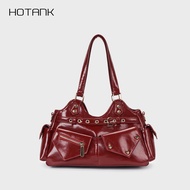 【HOTANK】กระเป๋าสะพายไขว้ Y2K สไตล์เท่ หนังPU คุณภาพดี สำหรับผู้หญิง กระเป๋าเมืองสุดคูล