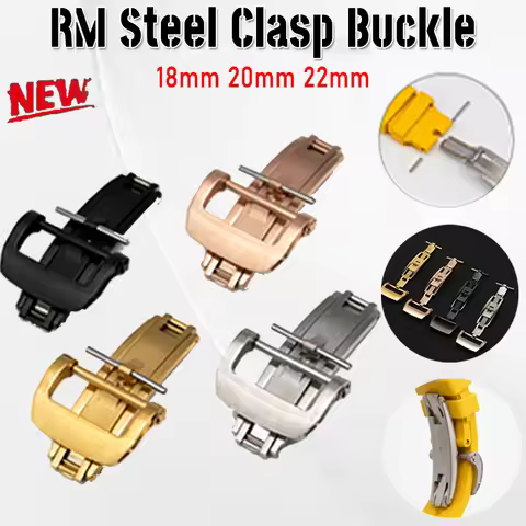 18 20 22mm Steel RM Clasp Buckle For Apple Watch For Samsung Galaxy Watch4 5 Pro HUWAWEI GT2 3 Pro R