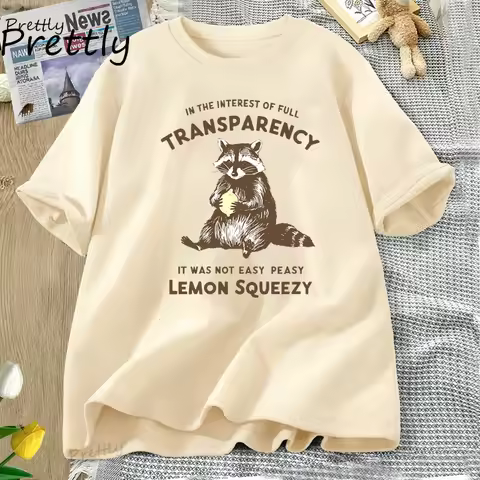 Funny Raccoon T Shirt It Was Not Easy Peasy Lemon Squeezy Raccoon T-Shirt Stay Trashy Graphic T Shir