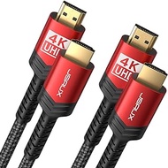4K HDMI Cable 2 Pack 6ft, JSAUX 18Gbps High Speed HDMI 2.0 Braided HDMI Cord, 4K 60Hz HDR, HDCP 2.2, 1080p, 2160P, Ethernet, 3D, Audio Return(ARC) Compatible for Monitor UHD TV PC PS4 PS3 Blu-ray -Red