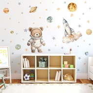 Wall Stickers for Children's Rooms Planet Bear Space Rocket Space Decoration Wall Stickers Space