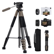 K&F CONCEPT 1.9m Lightweight Camera Tripod with Remote and 2-in-1 Phone Holder for Live Stream/Vlog