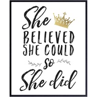 She Believed She Could So She Did Wall Art Women's empowerment Inspiration Motivational poster Posit
