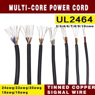 UL2464-16/18/20/22/24AWG multi-core sheathed power cord,black electronic wire 2/3/4/6/7/8/9/10 core 