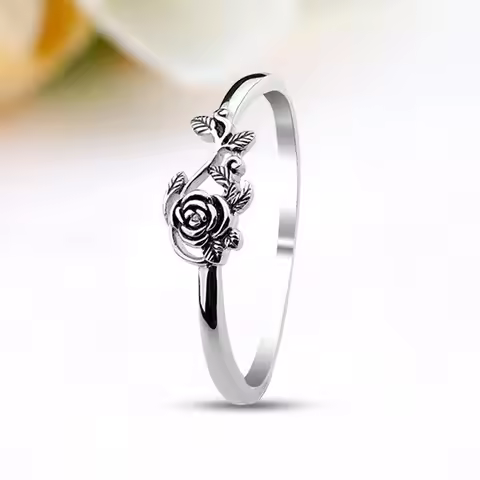 S925 Silver Hot-Selling Vintage Thai Silver Rose Ring, Engagement Ring Jewelry