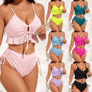 Two-piece bikini set, push-up, conservative, women's tie-up swimsuit, high-end swimwear