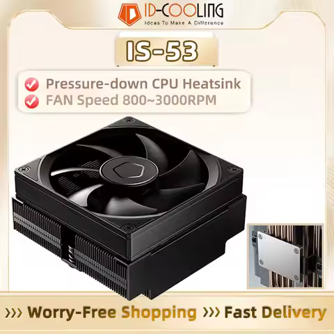 ID-COOLING IS-53 4 Heat Pipes PC Cooler 4PIN PWM Silent CPU Cooling Fan for LGA1700/115X/1200 AMD AM