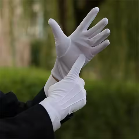 1pair White Cotton Gloves Men Formal Tuxedo Uniform Gloves Honor Guard Parade Ceremony Costume Cospl