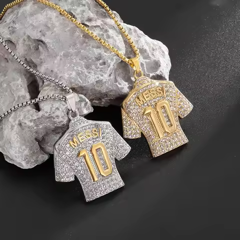 Fashionable and Creative No. 10 Jersey Men's Necklace Personality Charm Hip-Hop Punk Football Lover 