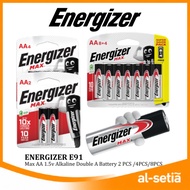 ENERGIZER MAX AA 1.5V ALKALINE DOUBLE A BATTERY BATTERIES 2 PCS (E91BP2) / 4PCS (E91BP4) / 8PCS (E91