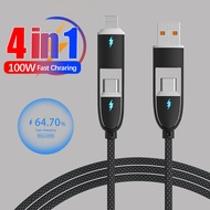 4 in 1 100W 1M Type-C Multiple Fast Charging Cable USB-A to Type C/ Type-C to Type-C Cable for Smart