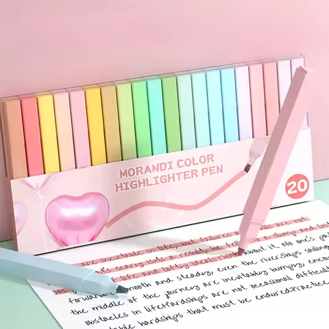 Macaroon Color Highlighter Pen Soft Tip Eye Protection Markers Handbook Pen To Highlight Student Mar