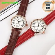 sanda手錶女款韓版時尚復古休閒藝森日曆石英表禮品腕錶