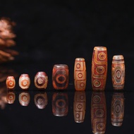 Brown 3-eyed and 9-eyed Tibetan Dzi stone beads - One Bodhi bead - Tibetan Dzi