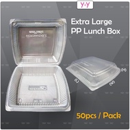 50pcs Extra Large PP Plastic Lunch Box / Chicken Chop Box / Take Away Plastic Container / Bekas Makanan - BX210 BX290