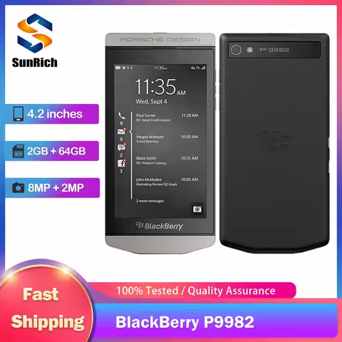 New Original BlackBerry P9982 4G LTE Mobile Phone NFC 2GB+64GB 4.2'' IPS LCD Screen 8MP+2MP Dual-Cor