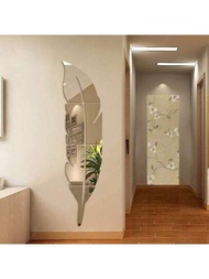 極簡風家居羽毛裝飾3D亞克力鏡面牆貼適用於門廳，客廳，臥室，餐廳，浴室裝飾