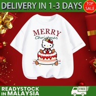 Christmas HelloKitty Printed Children's Adult Short sleeved T-shirt 100%Cotton Christmas Gift COD 06