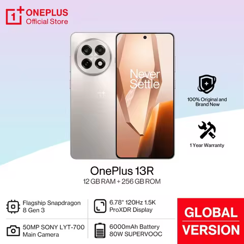 OnePlus 13R Global Version Smartphone 12GB 256GB Snapdragon 8 Gen 3 120Hz Display 6000mAh Battery 80
