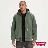 Levis 男款 寬鬆版牛仔鋪棉連帽外套 / 精工香草綠洗舊 熱賣單品